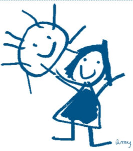 Child's drawing of a girl holding the sun