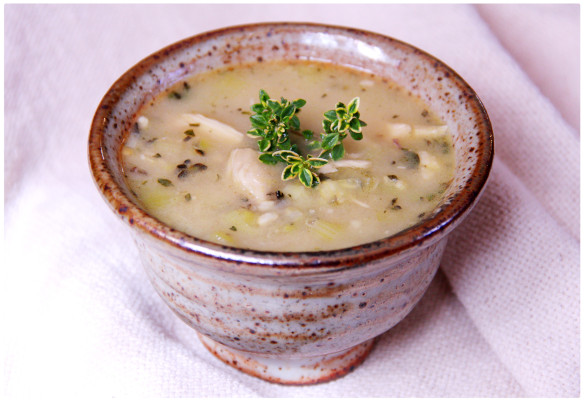 miso soup in an earthenware bowl